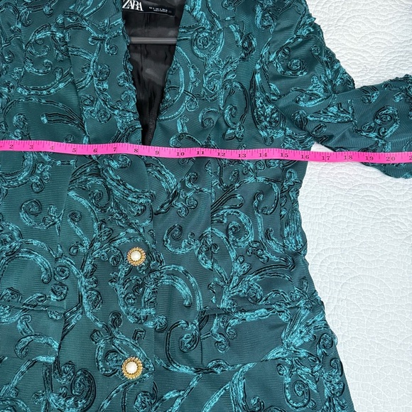 Zara Green and Gold Paisley Blazer - Picture 9 of 13